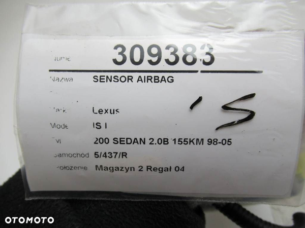 SENSOR AIRBAG LEXUS IS I (_E1_) 1999 - 2005 200 (GXE10) 114 kW [155 KM] benzyna 1999 - 2005 - 7