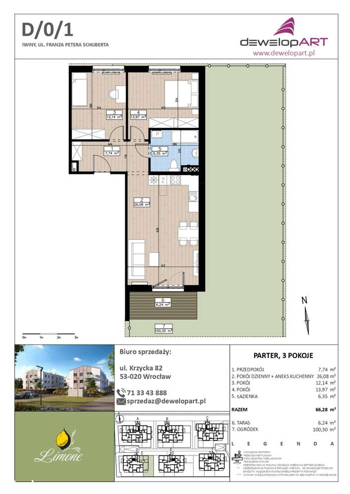 3-pokojowe mieszkanie 66m2 + ogródek Bezpośrednio - Pełny obrazek: 2/7