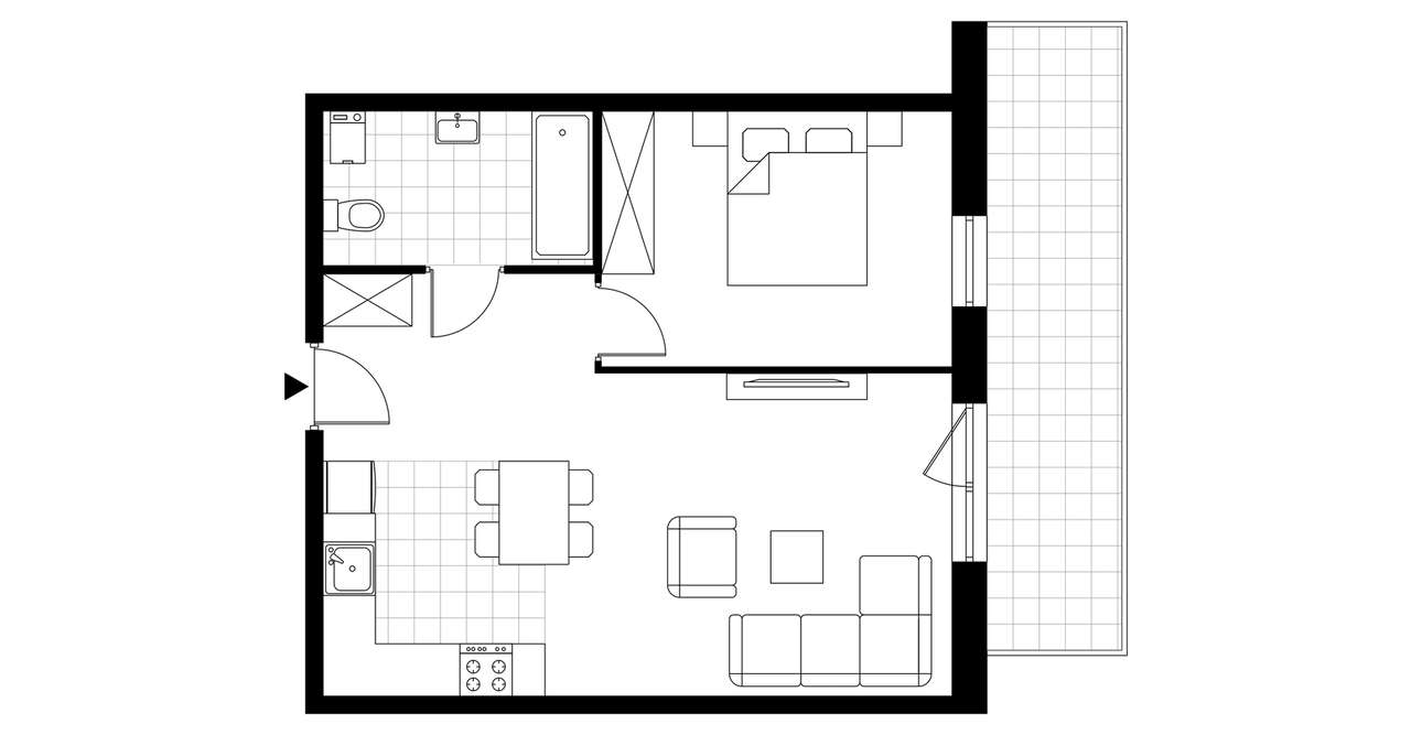 2-pokojowe mieszkanie 45m2 + balkon - Pełny obrazek: 4/9