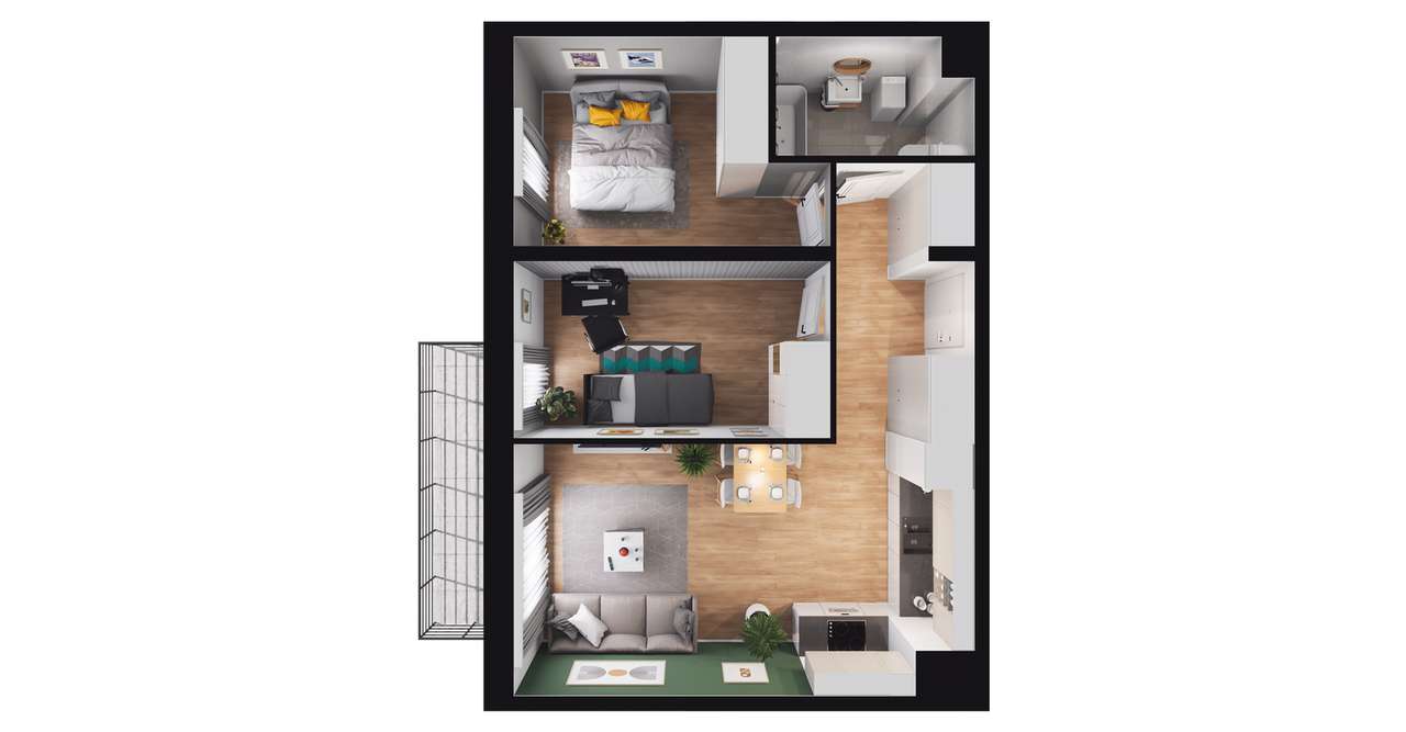 3-pokojowe mieszkanie 50m2 + balkon Bez Prowizji - Pełny obrazek: 2/8