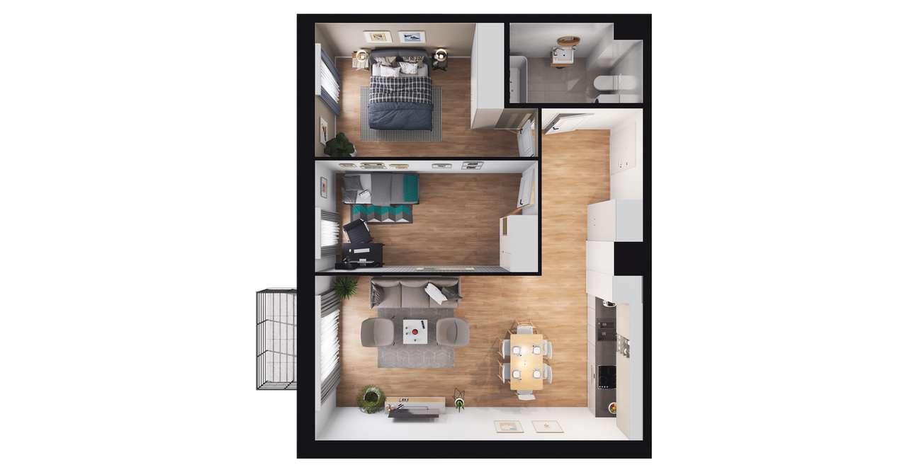 3-pokojowe mieszkanie 61m2 + balkon Bez Prowizji - Pełny obrazek: 2/6