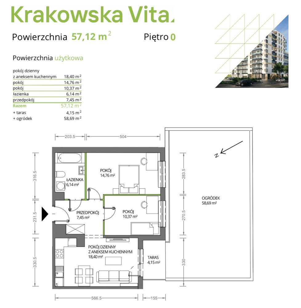 Nowoczesne 3 pokoje z ogródkiem 59m2 | Krakowska Vita |-13