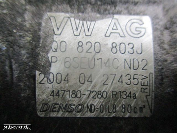 Compressor AC 6Q0820803J SEAT CORDOBA 2004 1.9TDI VW POLO 2005 1.4TDI SEAT IBIZA 3 (6L) FASE 1 2004 1.9TDI 8V 100CV 5P CINZA DIESEL DENSO VW FOX (5Z) 2006 1.4TDI 70CV 3P CINZA DIESEL DENSO - 4