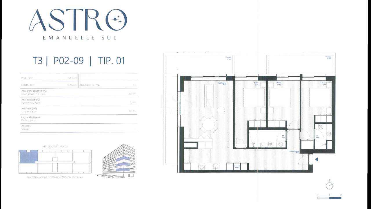 Apartamento T3 em Leça da Palmeira no Astro Emanuelle Sul-11