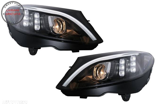 Faruri LED Mercedes C-Class W205 S205 A205 C205 (2014-2018) Negru Semnal Dinamic S- livrare gratuita - 5