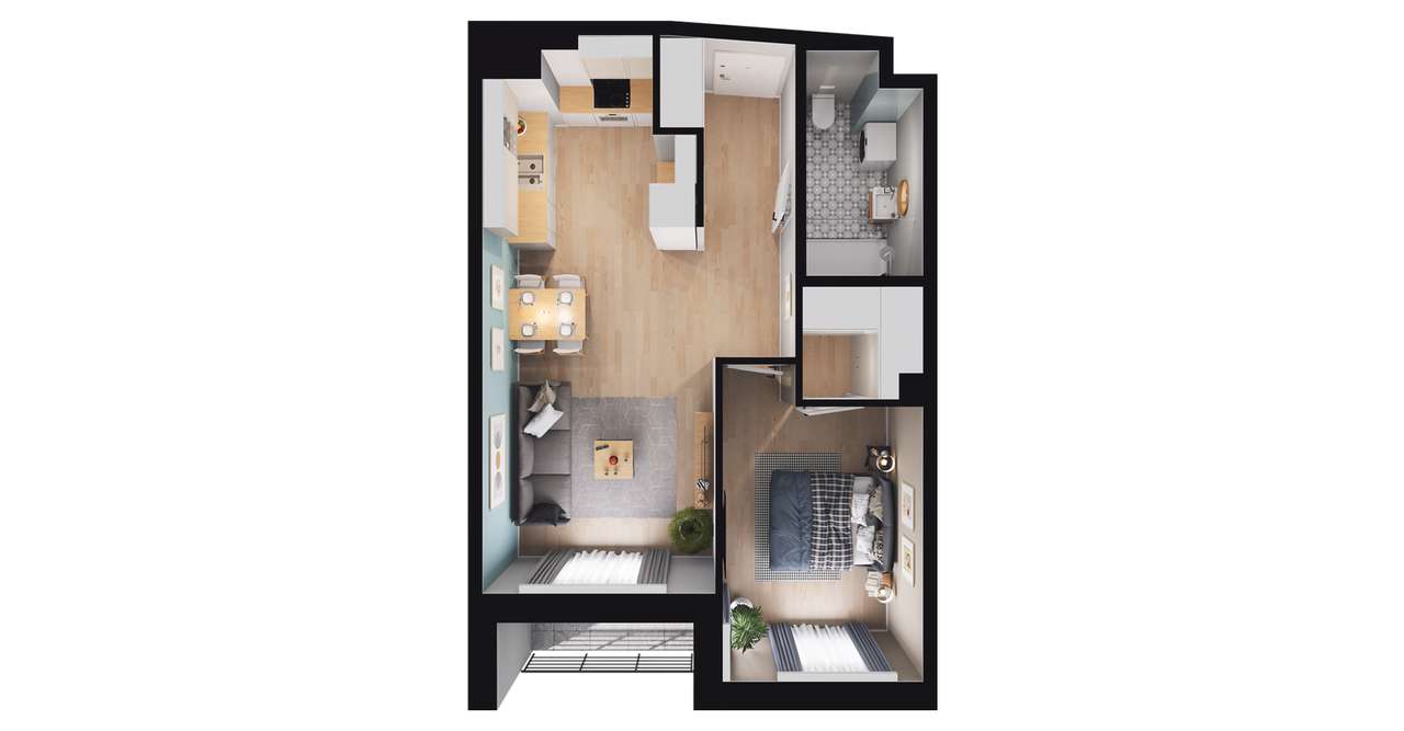 2-pokojowe mieszkanie 45m2 + loggia Bez Prowizji - Pełny obrazek: 2/8