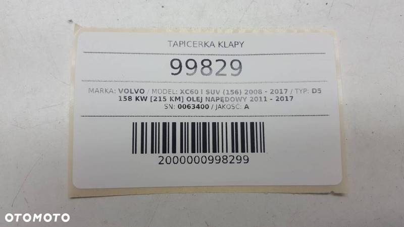 TAPICERKA KLAPY VOLVO XC60 I 2011 EUROPA - 7