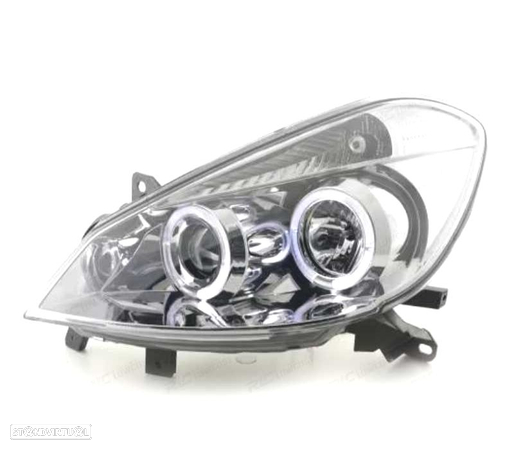 FARÓIS ANGEL EYES PARA RENAULT CLIO 05-09 FUNDO CROMADO H1 H1 - 2