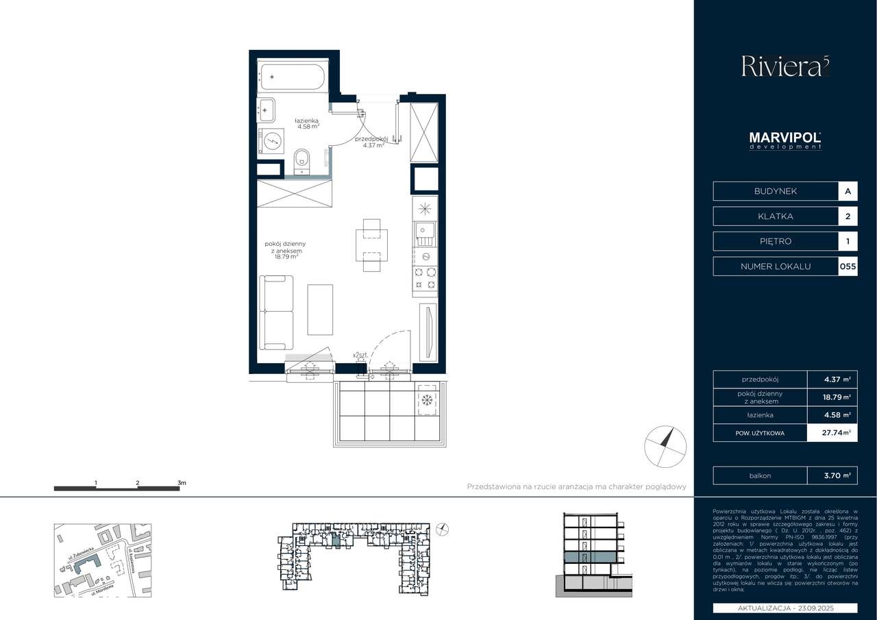 1-pokojowe mieszkanie 27m2 + balkon Bez Prowizji - Pełny obrazek: 2/7
