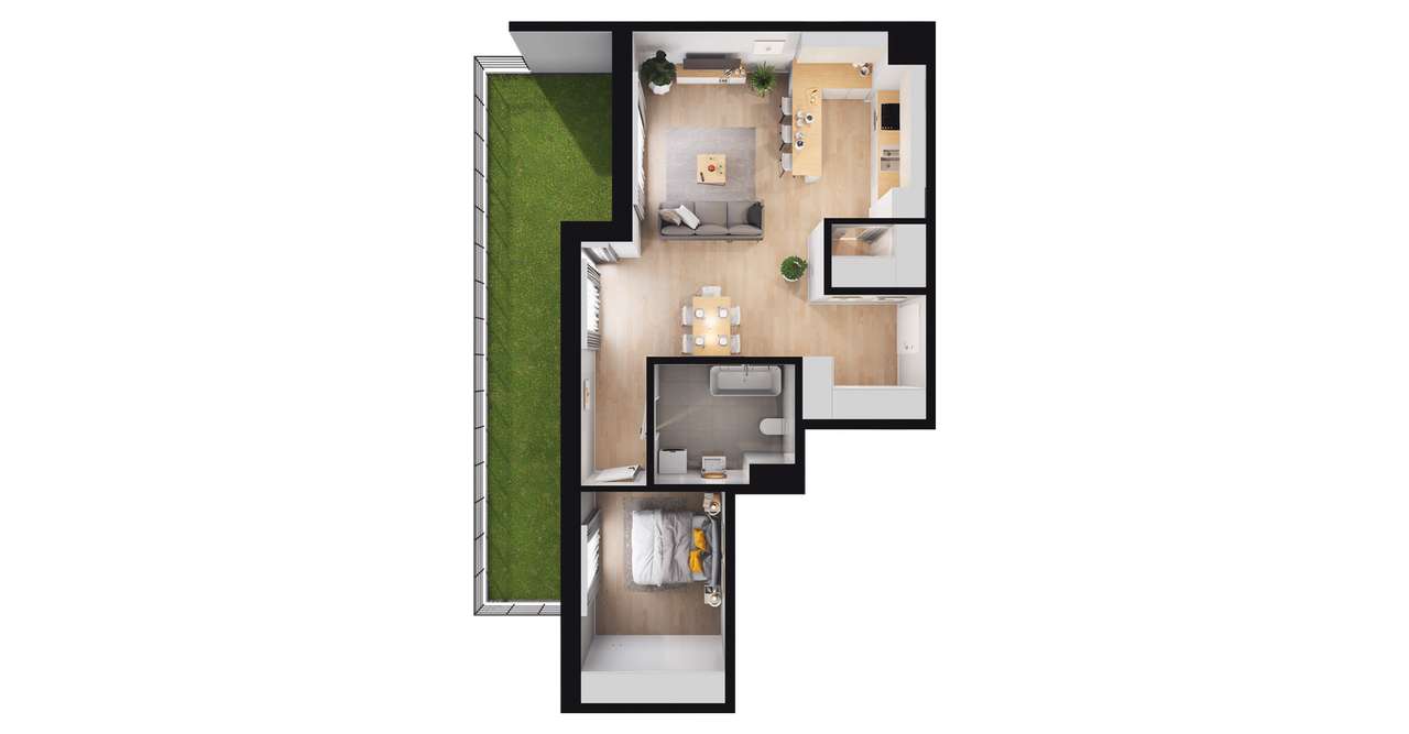 2-pokojowe mieszkanie 61m2 + ogródek - Pełny obrazek: 2/8