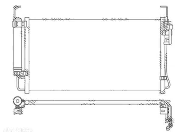 Condensator climatizare Hyundai Trajet, 03.2000-07.2008, motor 2.0, 100 kw; 2.7 V6, 127 kw benzina, cutie manuala/automata, full aluminiu brazat, 710(655)x345x16 mm, cu uscator filtrat - 1
