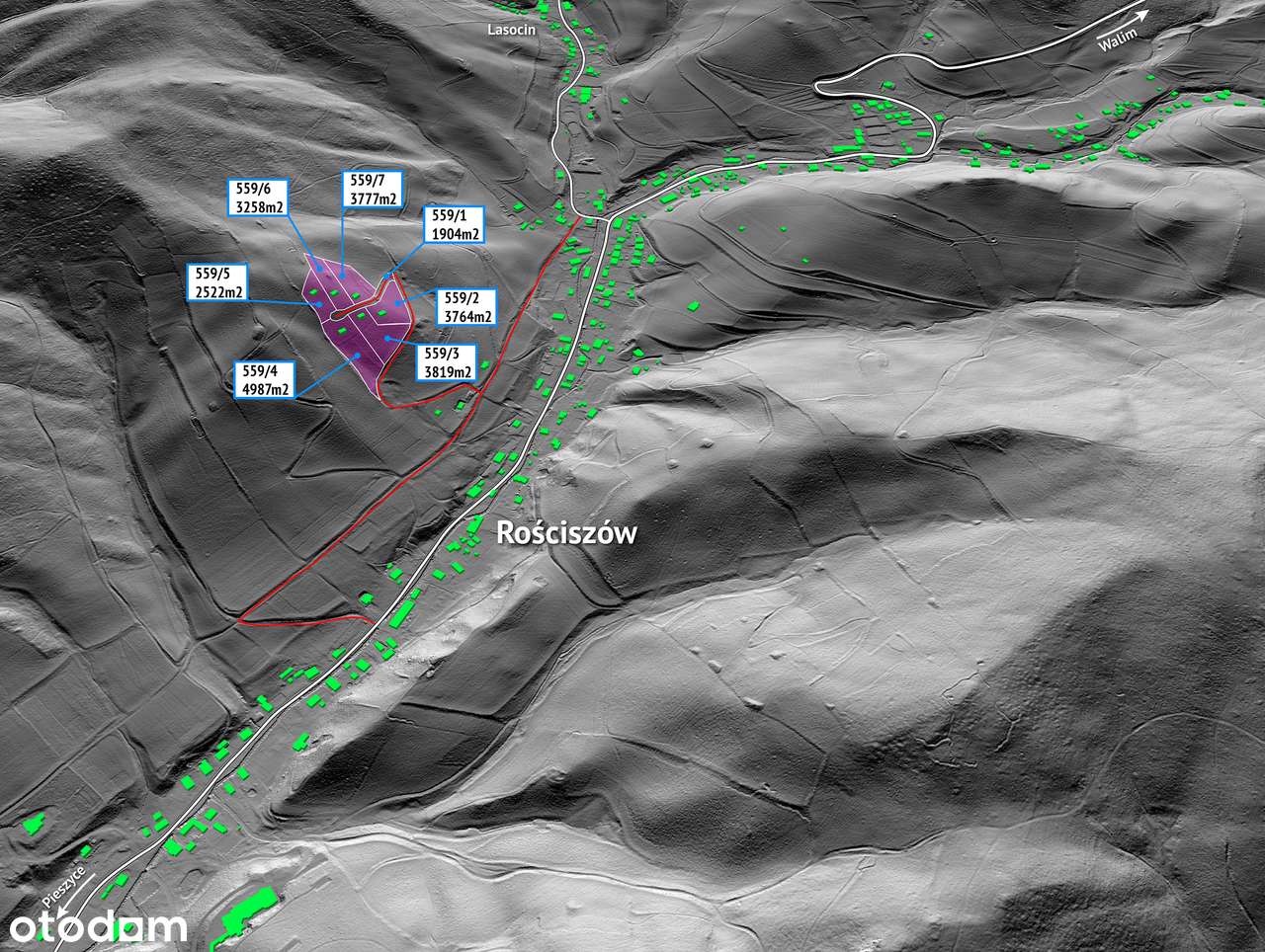 6 działek budowlanych pod zabudowę mieszkaniową  Rościszów, Góry Sowie - Pełny obrazek: 4/12