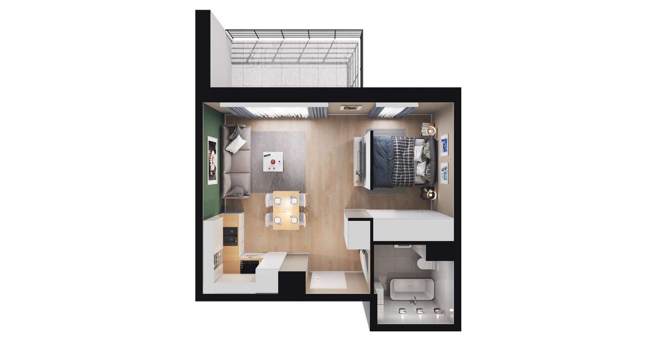 1-pokojowe mieszkanie 37m2 + balkon Bez Prowizji - Pełny obrazek: 2/8