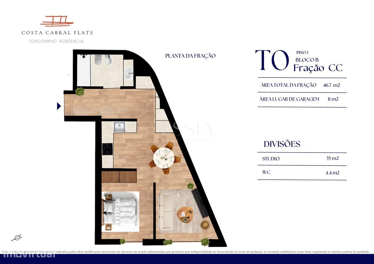 Apartamento T0 com Garagem e Jardim-12
