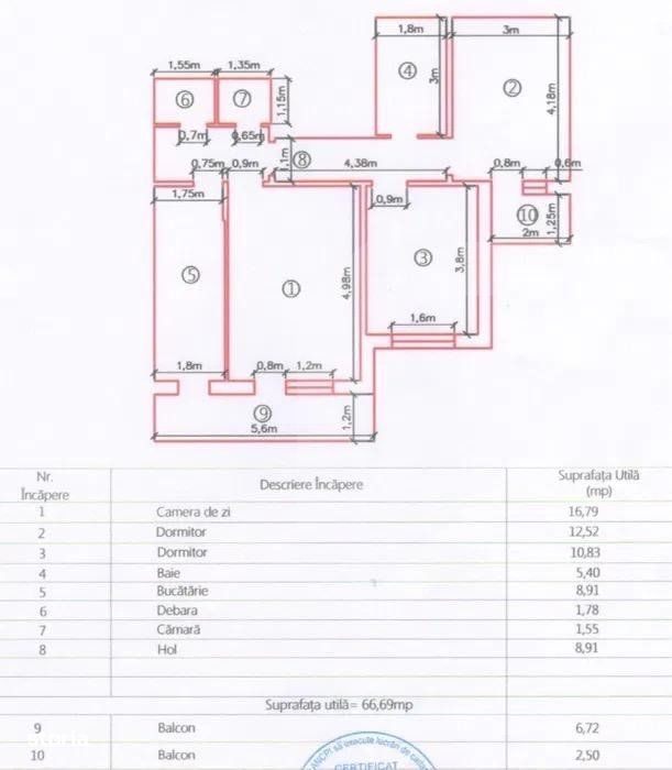 Apartament 3 camere, 67 mp, 2 balcoane, Zona Big