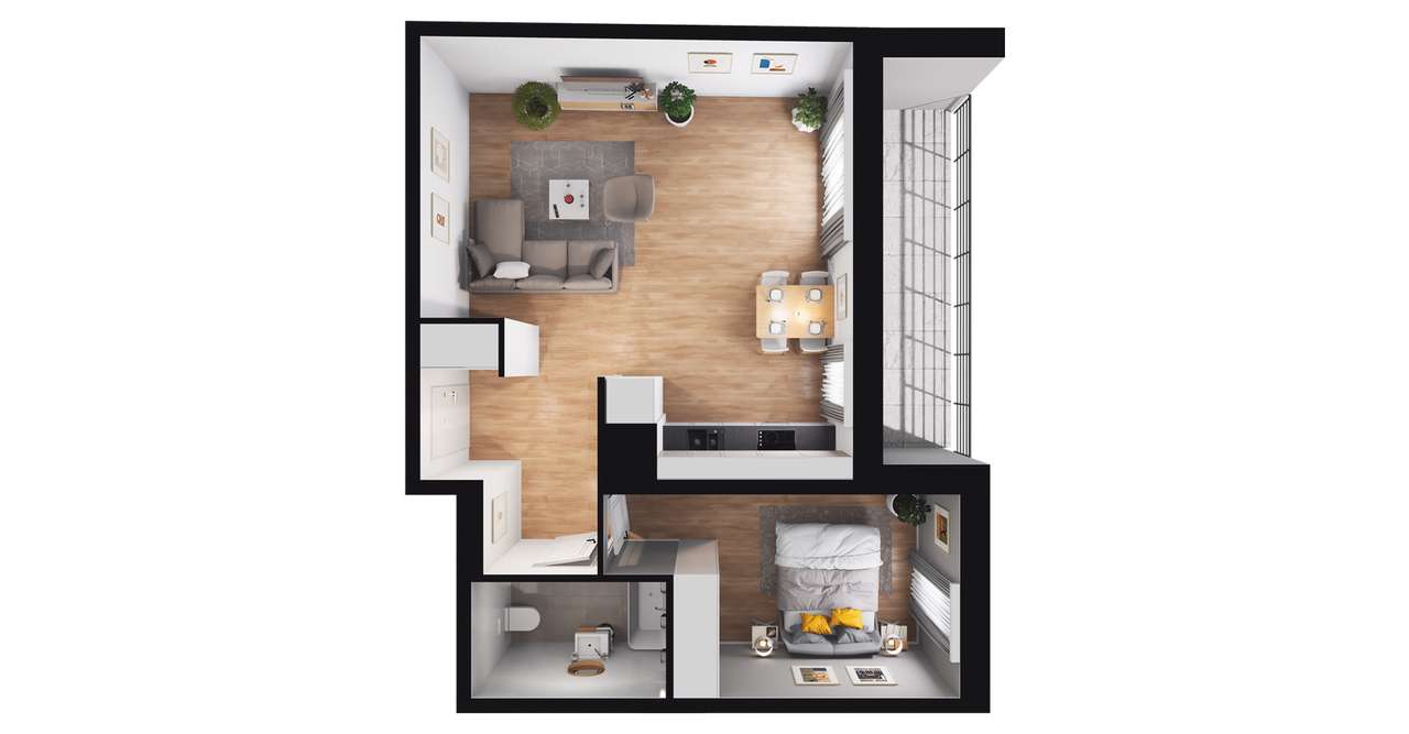 2-pokojowe mieszkanie 48m2 + loggia Bez Prowizji - Pełny obrazek: 2/8