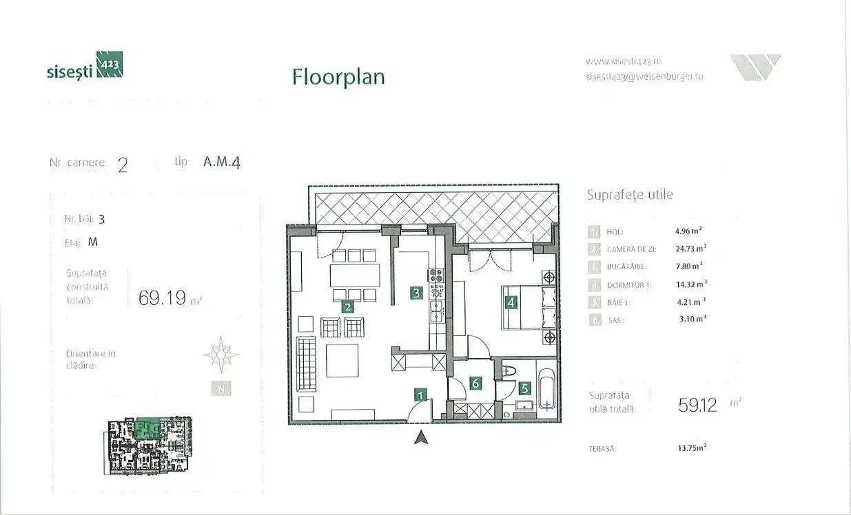 Apartament 2 camere, terasa 13,75mp, langa lac, metrou, bloc nou-9