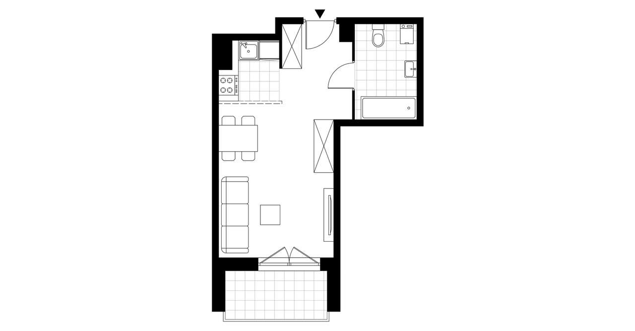1-pokojowe mieszkanie 30m2 + balkon Bezpośrednio - Pełny obrazek: 3/8