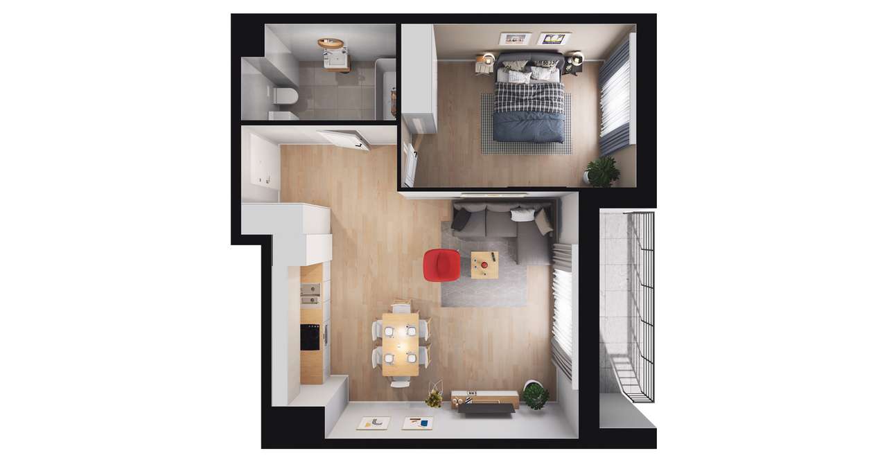 2-pokojowe mieszkanie 50m2 + balkon Bezpośrednio - Pełny obrazek: 2/8