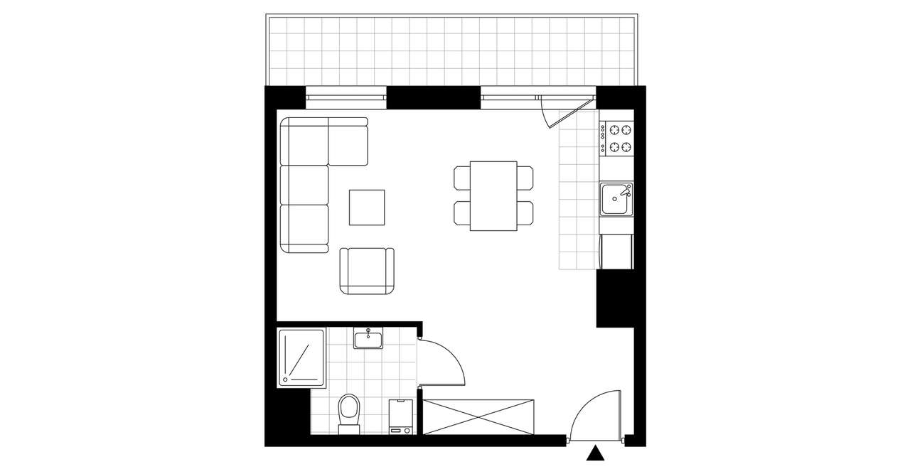 1-pokojowe mieszkanie 32m2 + balkon - Pełny obrazek: 3/6
