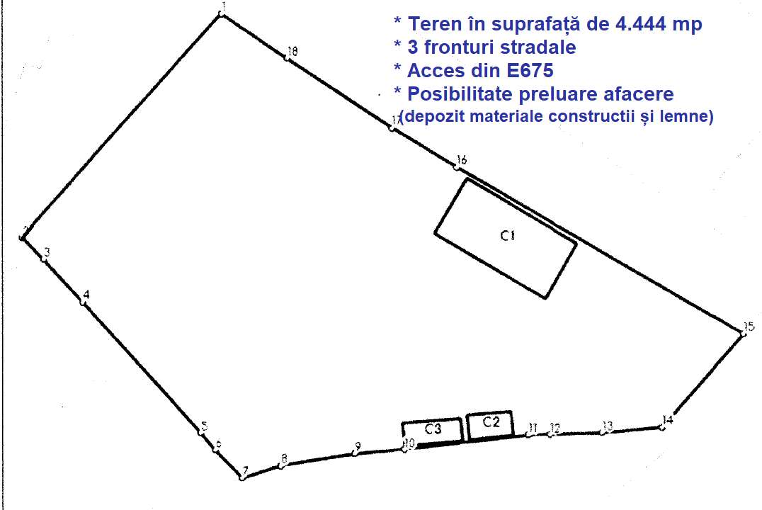Teren intravilan 4444 mp - Topraisar – Intersectia DE675  cu DJ391-1