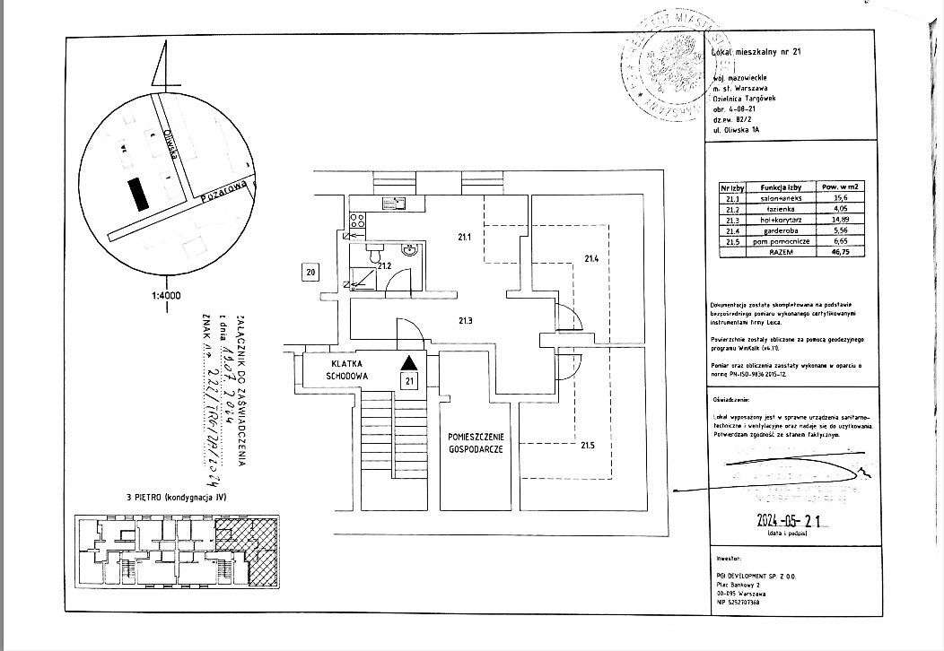 3 pokoje 46,75m, Targówek, Oliwska 1A-1