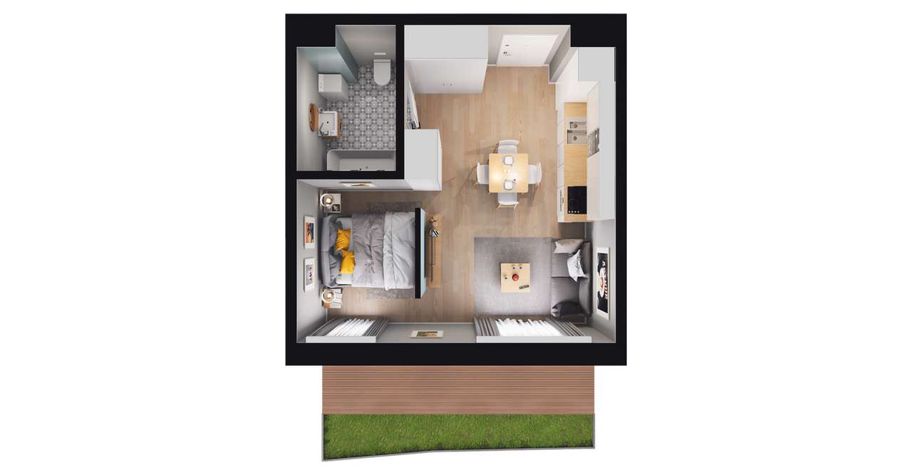 1-pokojowe mieszkanie 29m2 + ogródek - Pełny obrazek: 2/8