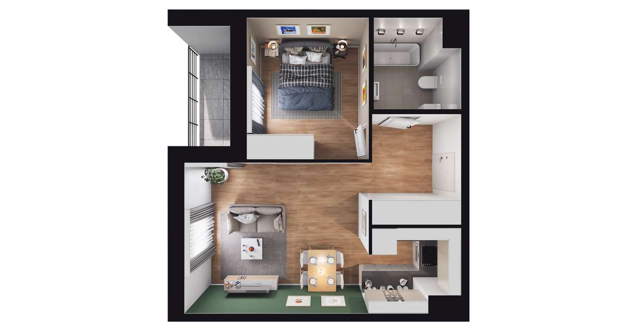 2-pokojowe mieszkanie 40m2 + loggia Bez Prowizji - Pełny obrazek: 2/8