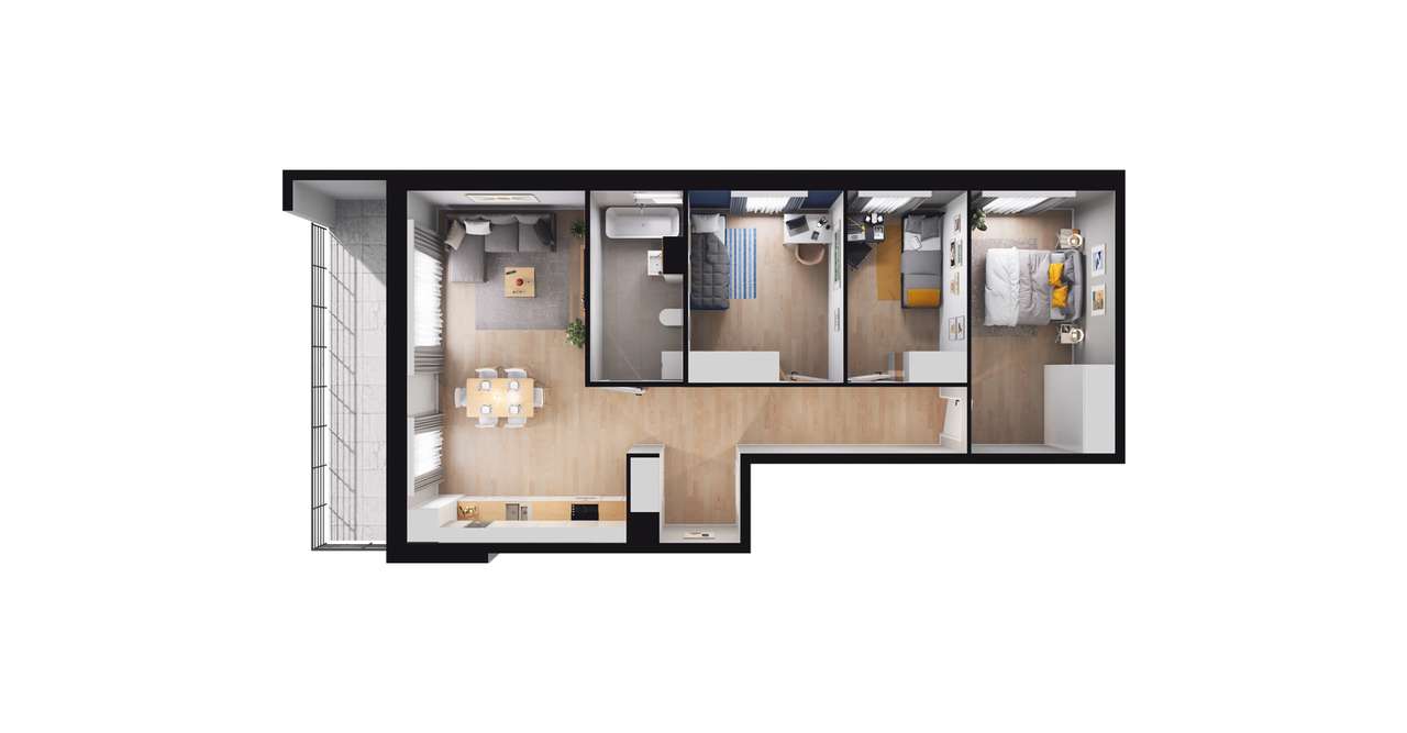 4-pokojowe mieszkanie 76m2 + balkon Bez Prowizji - Pełny obrazek: 2/8