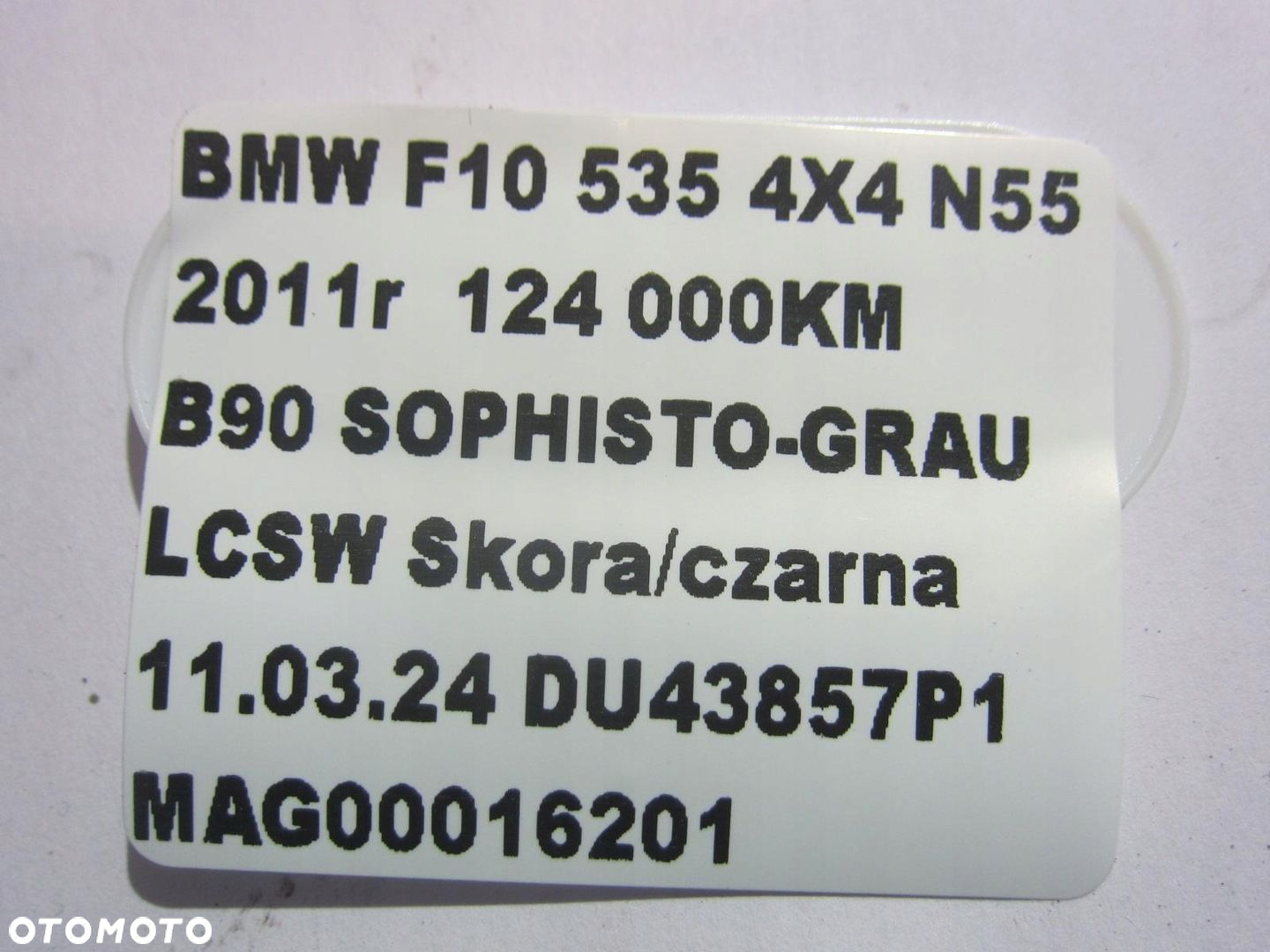 BMW 5 F10 SEDAN SPRĘŻYNA KLAPY BAGAŻNIKA SIŁOWNIK LEWY 51247204366 7204366 - 6