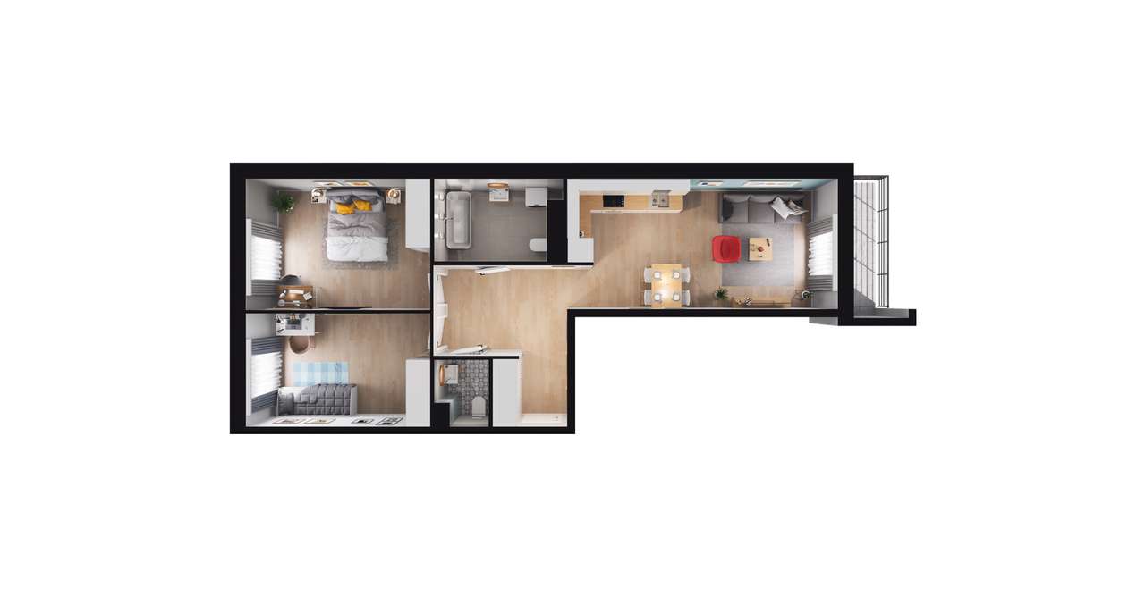 3-pokojowe mieszkanie 66m2 + loggia Bezpośrednio - Pełny obrazek: 4/10