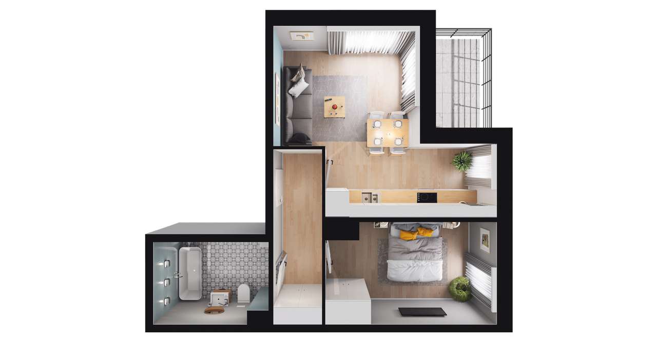 2-pokojowe mieszkanie 40m2 + taras Bez Pośredników - Pełny obrazek: 2/8