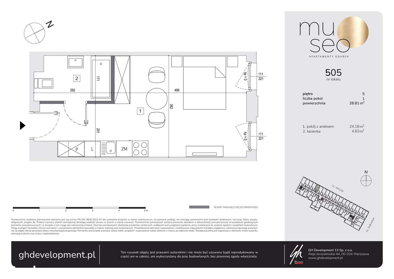 1-pokojowe mieszkanie 28m2 Bez Pośredników - Pełny obrazek: 2/7