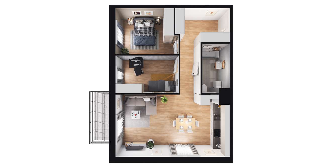 3-pokojowe mieszkanie 63m2 + balkon Bez Prowizji - Pełny obrazek: 2/8