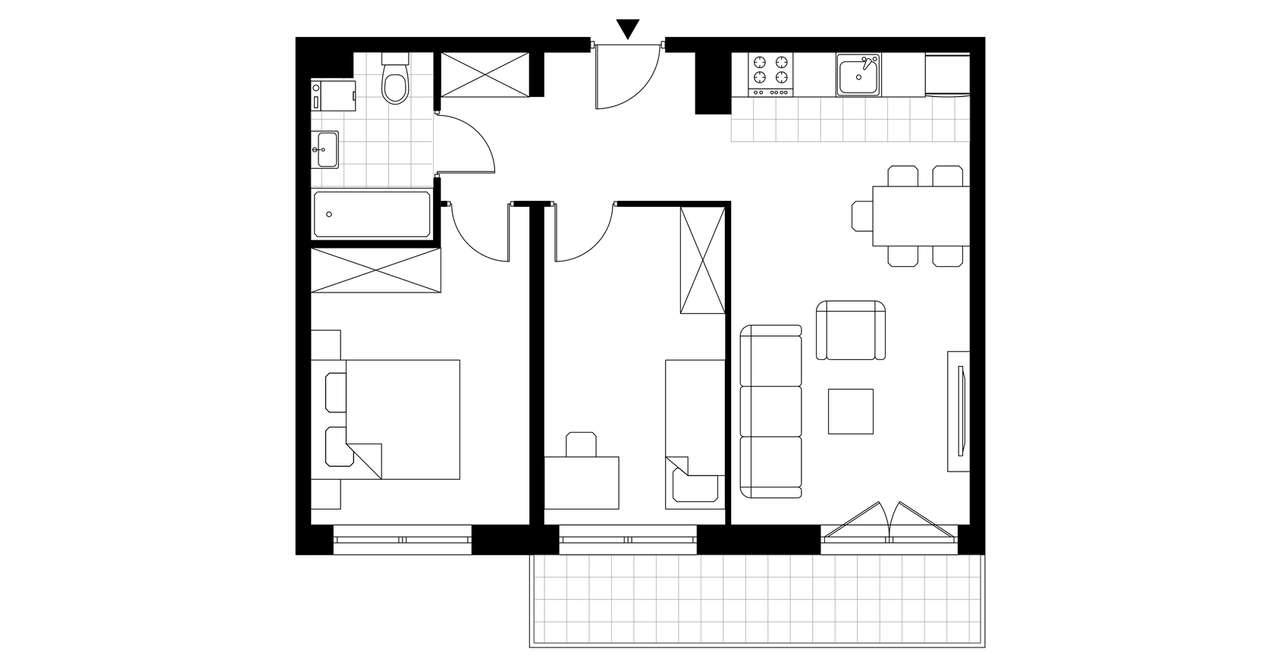 3-pokojowe mieszkanie 52m2 + balkon - Pełny obrazek: 3/8