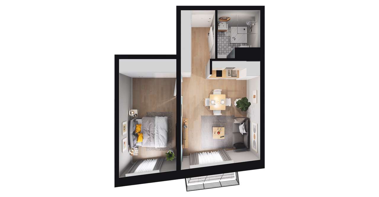 2-pokojowe mieszkanie 37m2 + balkon Bezpośrednio - Pełny obrazek: 3/9