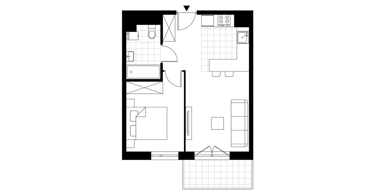2-pokojowe mieszkanie 40m2 + balkon - Pełny obrazek: 3/8