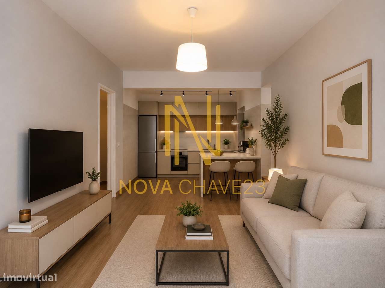 Apartamento T1 na Rinchoa | Cozinha e Sala em Open Space-5