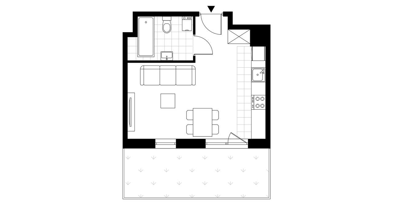 1-pokojowe mieszkanie 27m2 + ogródek - Pełny obrazek: 3/7