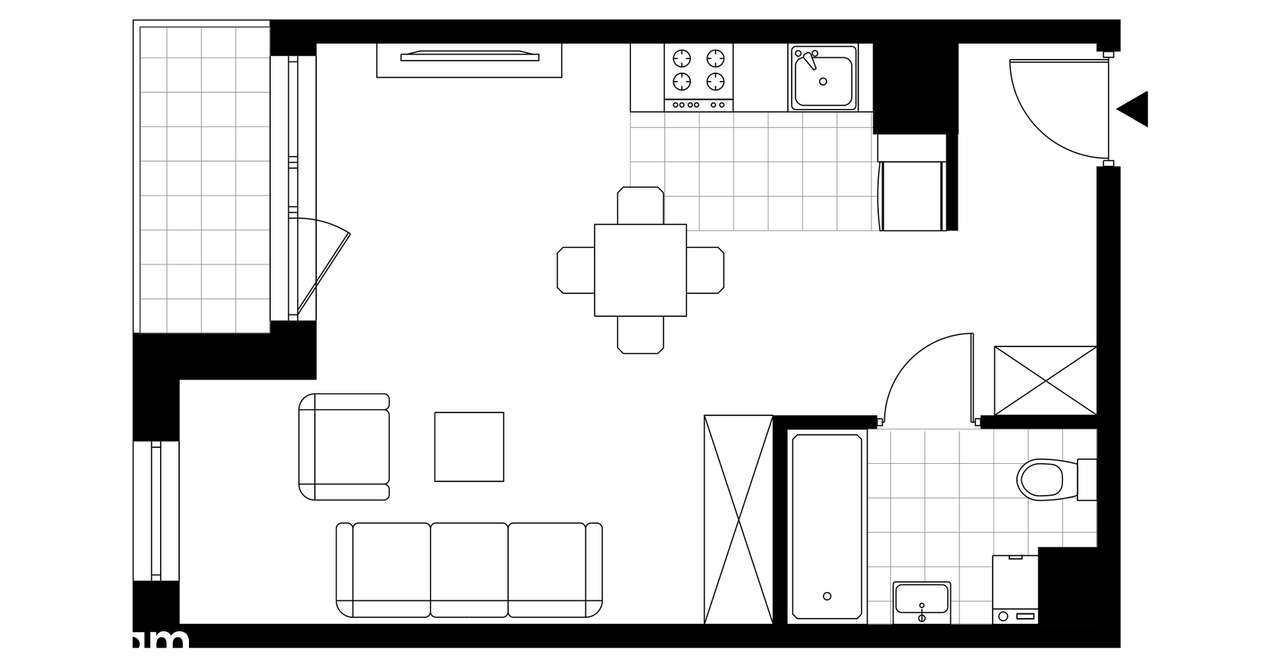 1-pokojowe mieszkanie 35m2 + loggia Bezpośrednio - Pełny obrazek: 3/8