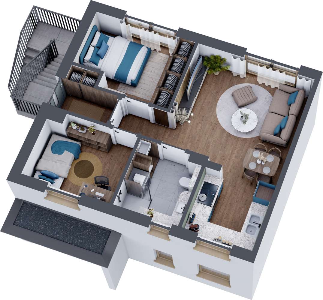 3-pokojowe mieszkanie 51m2 + ogródek Bezpośrednio - Pełny obrazek: 2/8