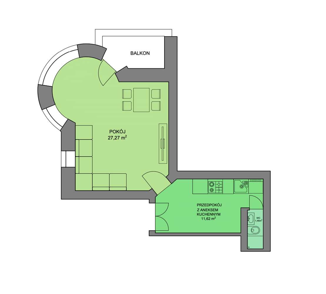 BEZPOŚREDNIO Duża kawalerka z balkonem / 40,35m2 / Krzycka-5