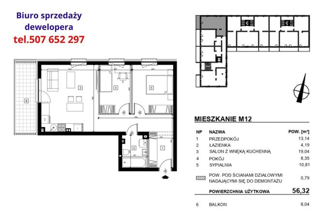 Mieszkanie, 56,32m2, winda, balkon | Sprzedaż