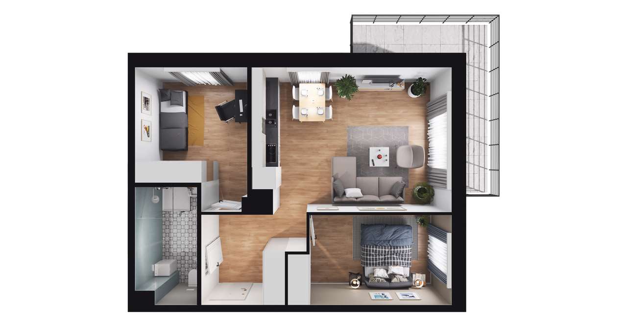 3-pokojowe mieszkanie 55m2 + balkon Bez Prowizji - Pełny obrazek: 2/8