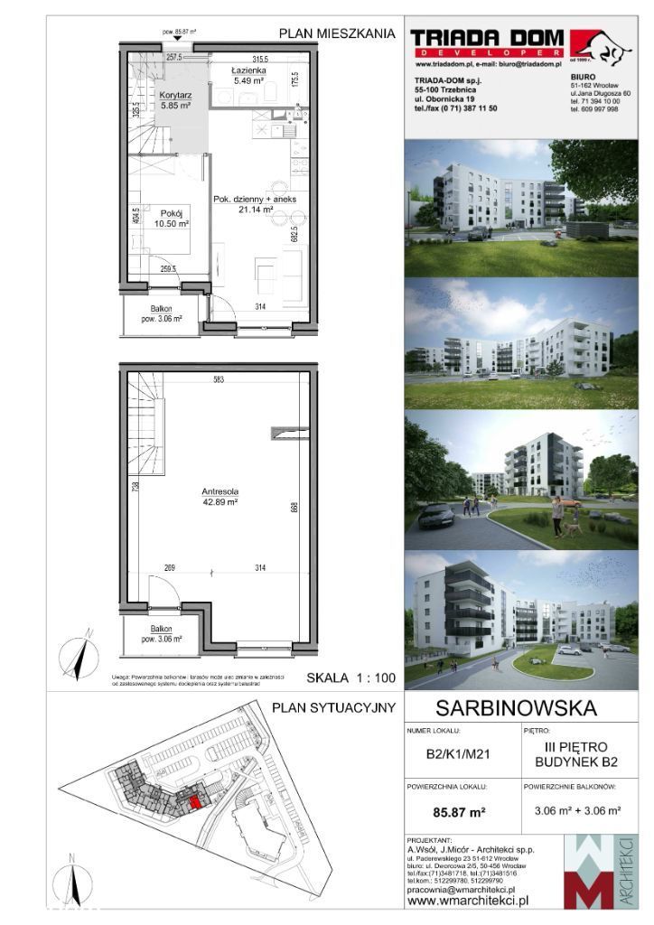 mieszkanie z ANTRESOLĄ, pow. 86 m2, Sarbinowska