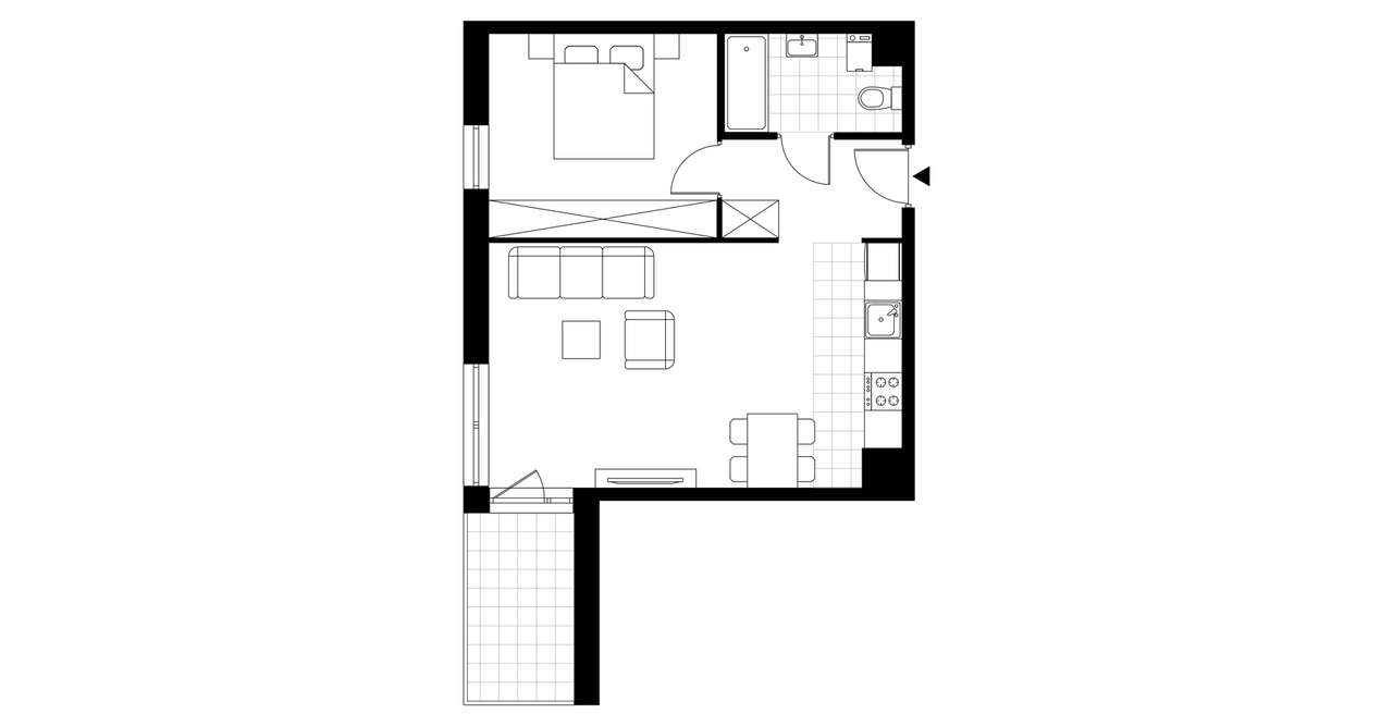 2-pokojowe mieszkanie 47m2 + balkon Bezpośrednio - Pełny obrazek: 3/8
