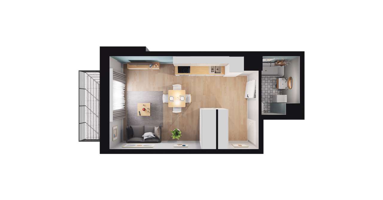 1-pokojowe mieszkanie 26m2 + balkon Bez Prowizji - Pełny obrazek: 2/8