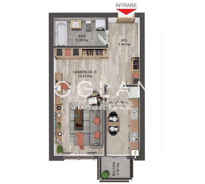 Apartament 1 camera, 41 mp utili, bloc cu lift, zona Brana - Imagine principală: 2/7