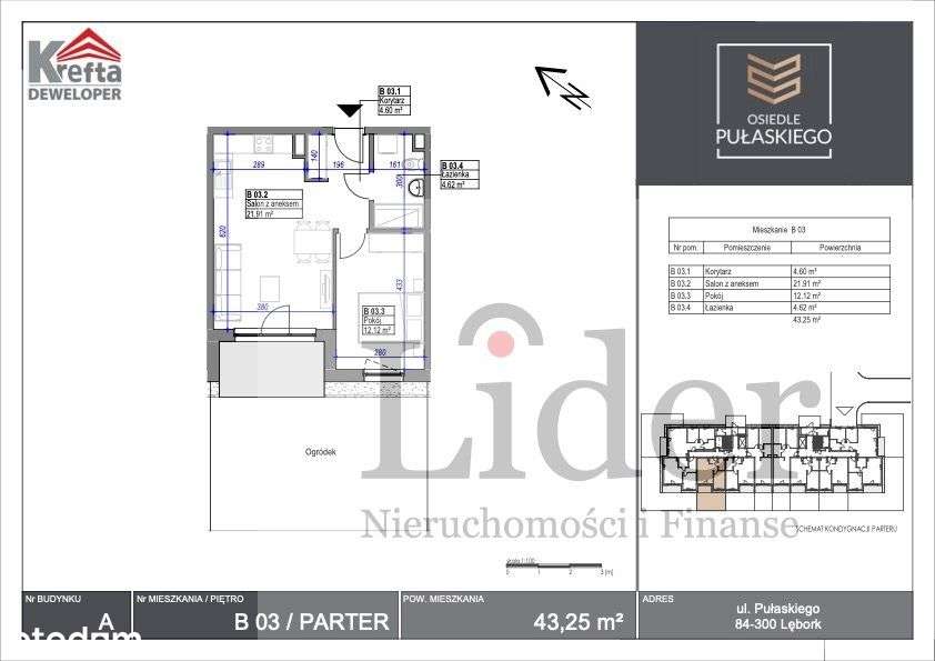 Nowoczesne Mieszkania 2 i 3 Pokojowe od 43 do 63 M-1