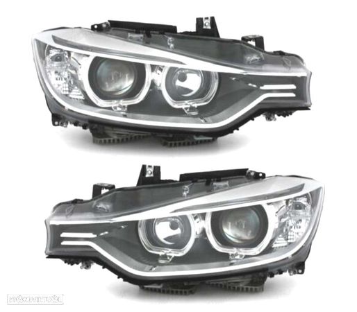 FAROIS ANGEL EYES LED PARA BMW SERIE 3 F30 2011 FUNDO PRETO - 1